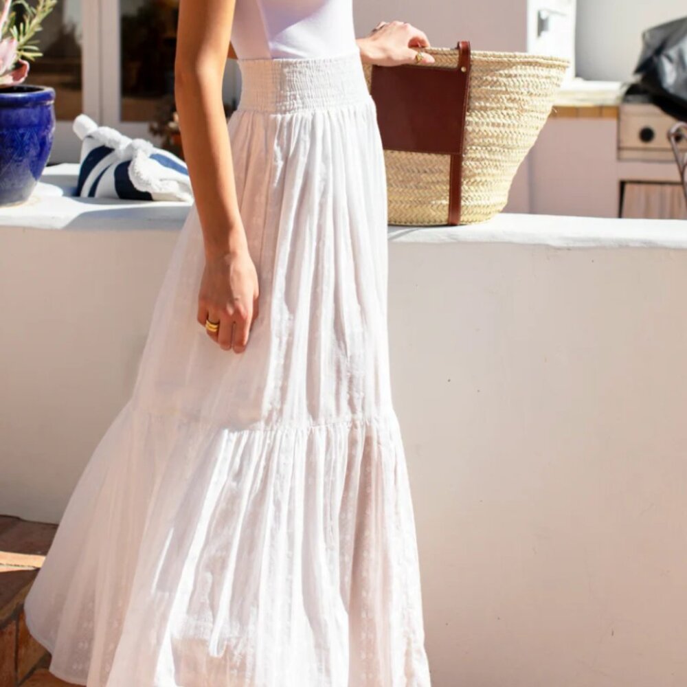 Emerson Fry Solstice Skirt - White Cotton Dobby Jacquard skirt